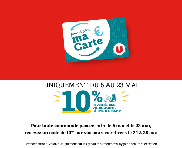10% sur vos courses dès 20€ d'achat !