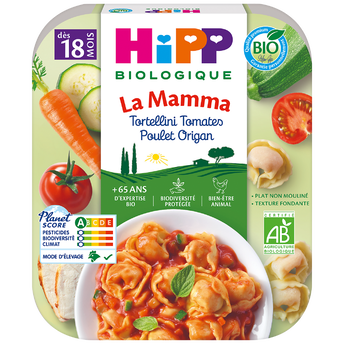 Image de Assiette bio pour bébé tortellini tomates poulet origan dès 18 mois