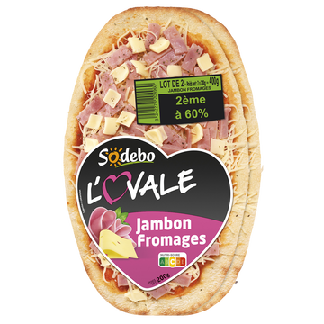 Sodeb'O L'ovale Jambon Et Fromages Sodebo, 2x200g La 2ème À -60%