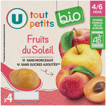 Image de U TOUT PETITS BIO
Petits pots bébé dessert aux fruits du soleil dès 4 à 6 mois