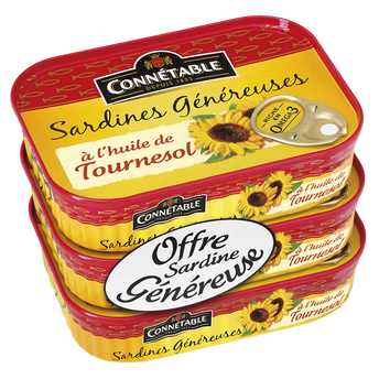 Image de Sardines généreuses huile de tournesol CONNETABLE 3x1/5