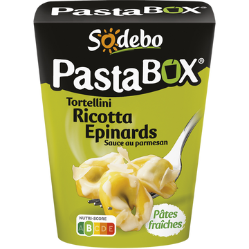 Sodeb'O Pasta Box, Tortellini Ricotta Épinards, Sauce Au Parmesan Sodebo, 280g