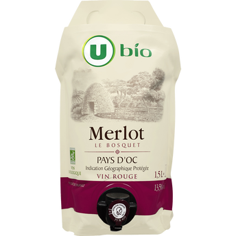 Image de U BIO
Vin rouge Pays d'Oc Merlot IGP Le Bosquet