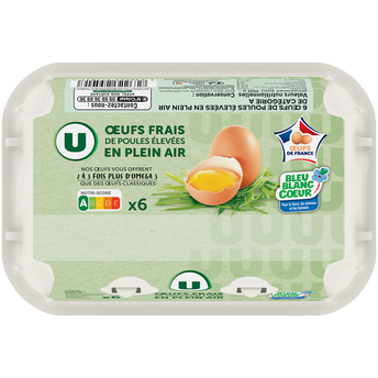 Image de U
Oeufs Plein Air Bleu Blanc Coeur - Boîte de