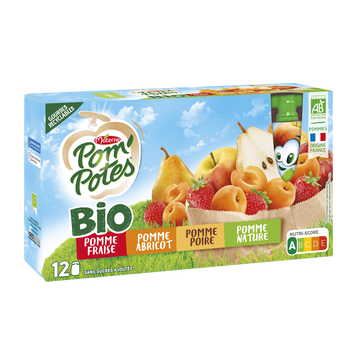 Materne Pom'potes Sans Sucre Ajouté Multivariétés Bio Materne, 12x90g