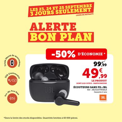 Le prix de ces écouteurs sans fil JBL chute de 50€ chez