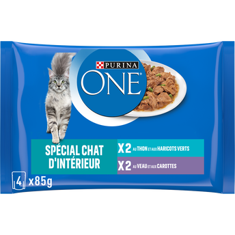 Image de Sachets fraîcheur pour chat adulte d'intérieur effilés de thon et de veau PURINA ONE
