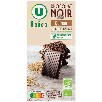 Image de U BIO
Chocolat noir 70% de cacao quinoa  - Tablette