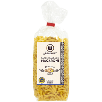 Image de U SAVEURS
Pâtes macaroni IGP d'Alsace aux oeufs - Sachet
