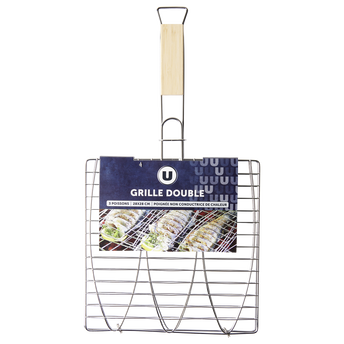 Image de U
Grille double U 3 poissons en acier chromée 28x28cm-avec manche en