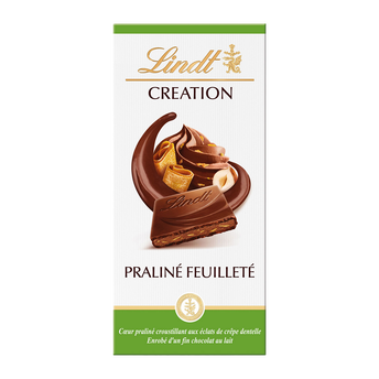 Image de Chocolat au lait praliné feuilleté Création l'authentique LINDT, Tablette de