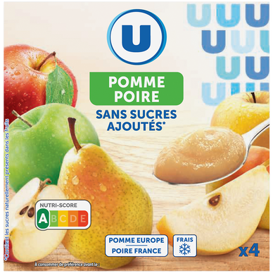 Dessert fruitier coupelle pomme sans sucre ajouté 12x100g - Super U, Hyper  U, U Express 
