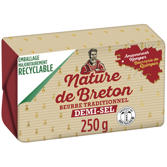 Image de Beurre 1/2 sel traditionnel 80% mg NATURE DE BRETON plaquette de