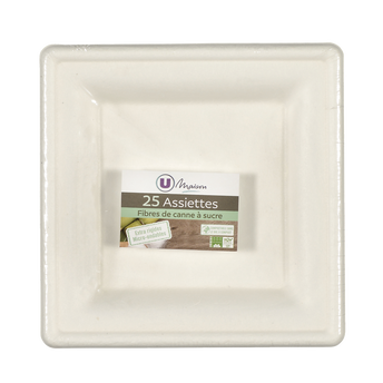 Image de U MAISON
Assiette carrée pulpe de canne à sucre 15cm