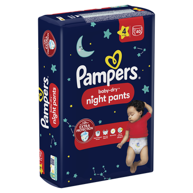 Couches-Culottes Baby-Dry Night Pants pour la nuit Taille 4 PAMPERS x40 -  Super U, Hyper U, U Express 
