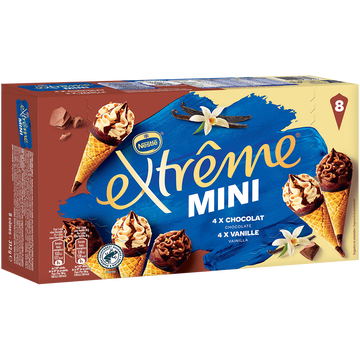 Nestlé Mini Cônes Vanille Et Chocolat Extrême, X8 Soit 312g