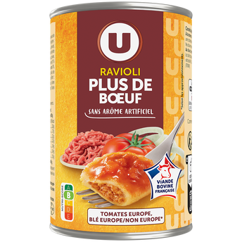 Image de U
Ravioli plus de boeuf boîte 1/2