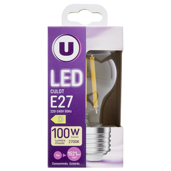 Image de U
Ampoule ronde LED 100w E27 transparent blanc