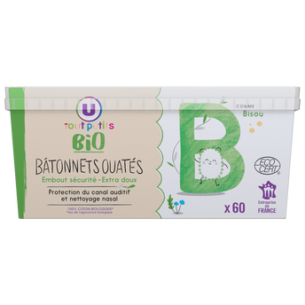 Image de U TOUT PETITS BIO
Bâtonnets ouatés bébés boîte