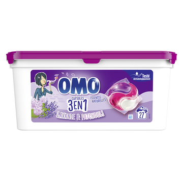 Omo Lessive Capsules 3en1 Lavande Et Patchouli Omo 27 Lavages