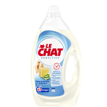 Image de LE CHAT - Lessive liquide - Hypoallergénique - 63 lavages - 2.835