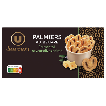 Image de U SAVEURS
Biscuits apéritifs palmiers saveur olives boîte de