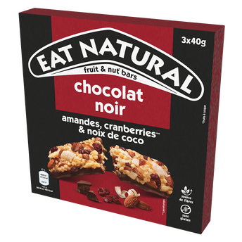 Image de Barres de céréales chocolat noir amandes cranberries & noix de coco EAT NATURAL, 3x40g