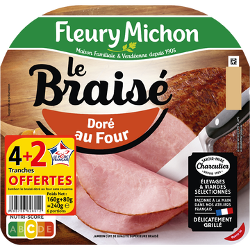 Fleury Michon Jambon Le Braisé Ss Couenne Vpf Fleury Michon 4tr+2 Offert 240g