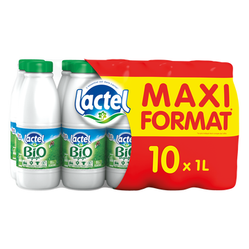 Lactel Lait Uht Bio Écrémé Lactel Bouteille 10x1litre Maxi Format