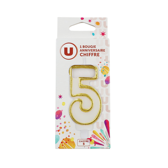 Image de U
Bougie anniversaire dorée chiffre