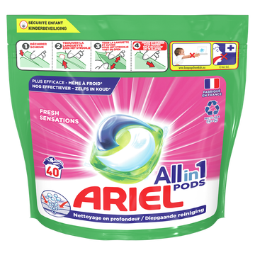 Ariel Lessive Pods Tout En 1 Fresh Pink Ariel 40 Doses 1,008kg