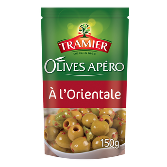 Image de Olives vertes dénoyautées apéro à l'orientale TRAMIER, doypack de
