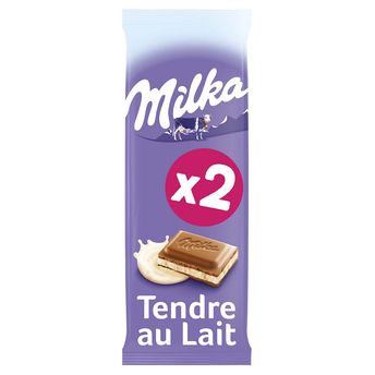 Image de Chocolat tendre au lait MILKA - 2 tablettes de