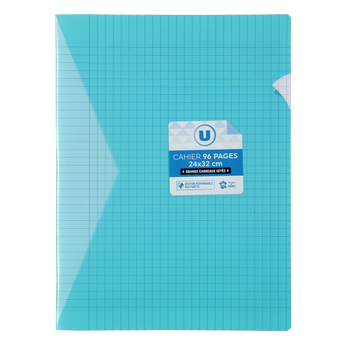 Image de U
Cahier piqure 24x32 96p grands carreaux polypro