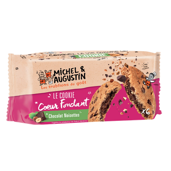 Image de Cookies aux noisettes et coeur fondant au chocolat au lait MICHEL ET AUGUSTIN, sachet de