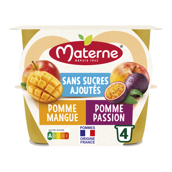 Image de Compote duo pommes/mangue-pommes/passion sans sucre ajouté MATERNE