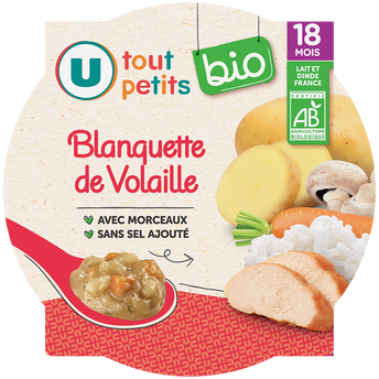 Image de U TOUT PETITS BIO
Plat bébé assiette de blanquette de volaille dès 18 mois
