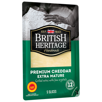 Image de Cheddar AOP extra mature 12 mois BRITISH HERITAGE - 5 tranches