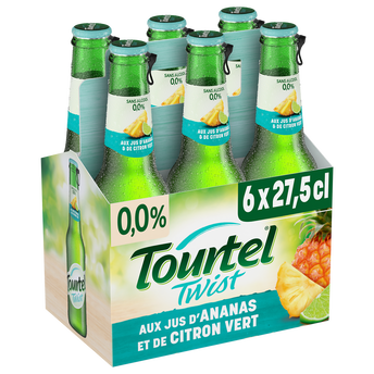 Image de Bière aromatisée citron vert ananas sans alcool TOURTEL TWIST, 0,0° -Bouteilles