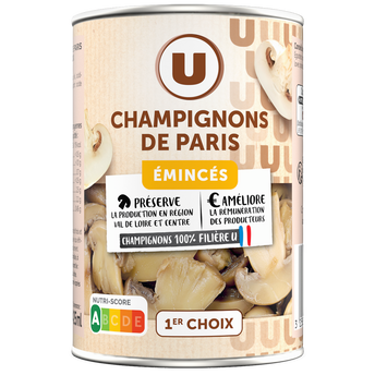 Image de U
Champignons de Paris émincés au naturel - Boîte