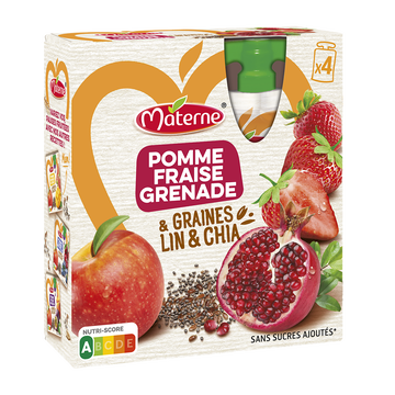 Materne Compote Pomme/fraise/grenade Céréales/graines Materne 4x90g