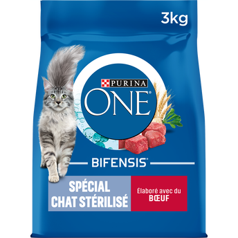Image de Croquettes pour chat adulte stérilisé Boeuf, Blé PURINA ONE