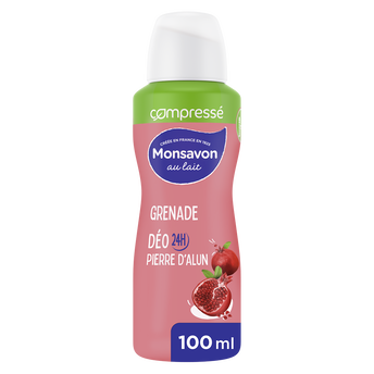 Image de Déodorant pour femme compressé lait grenade et fleurs hibiscus pierred'alun MONSAVON
