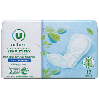Image de U NATURE
Serviettes incontinence maxi