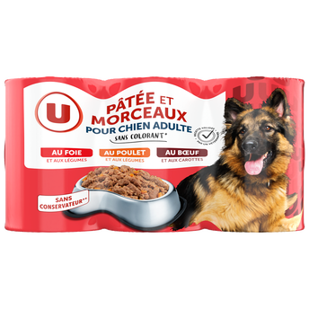 Image de U
Boîtes pour Chien Pâtée et morceaux viandes & légumes boite