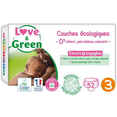 Couches écologiques hypoallergéniques taille 3 LOVE&GREEN, x52