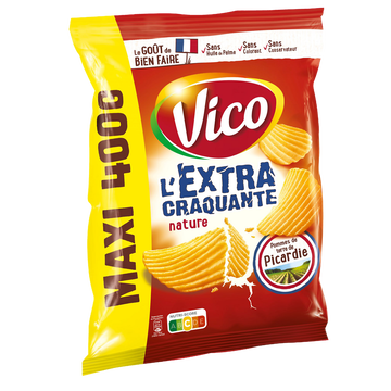 Vico Chips Extra Craquantes Nature Salées Maxi Format Vico, 400g