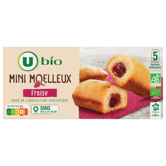 Image de U BIO
Gâteaux Mini moelleux bio fourré fraise 5x28g