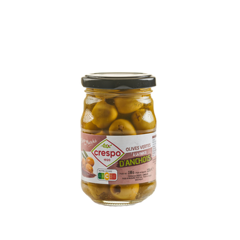 Image de Olives vertes fourrées farce d'anchois CRESPO
