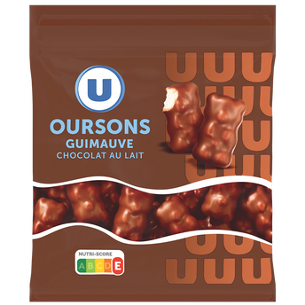 Image de U
Bonbons Confiserie oursons en guimauve au chocolat au lait sachet de